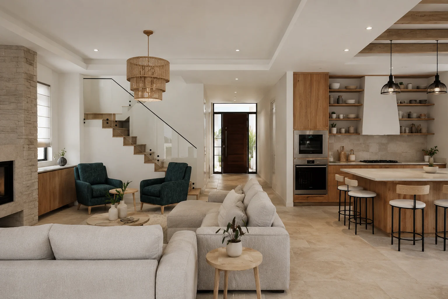 Detailed interior study showing material, lighting and spatial composition