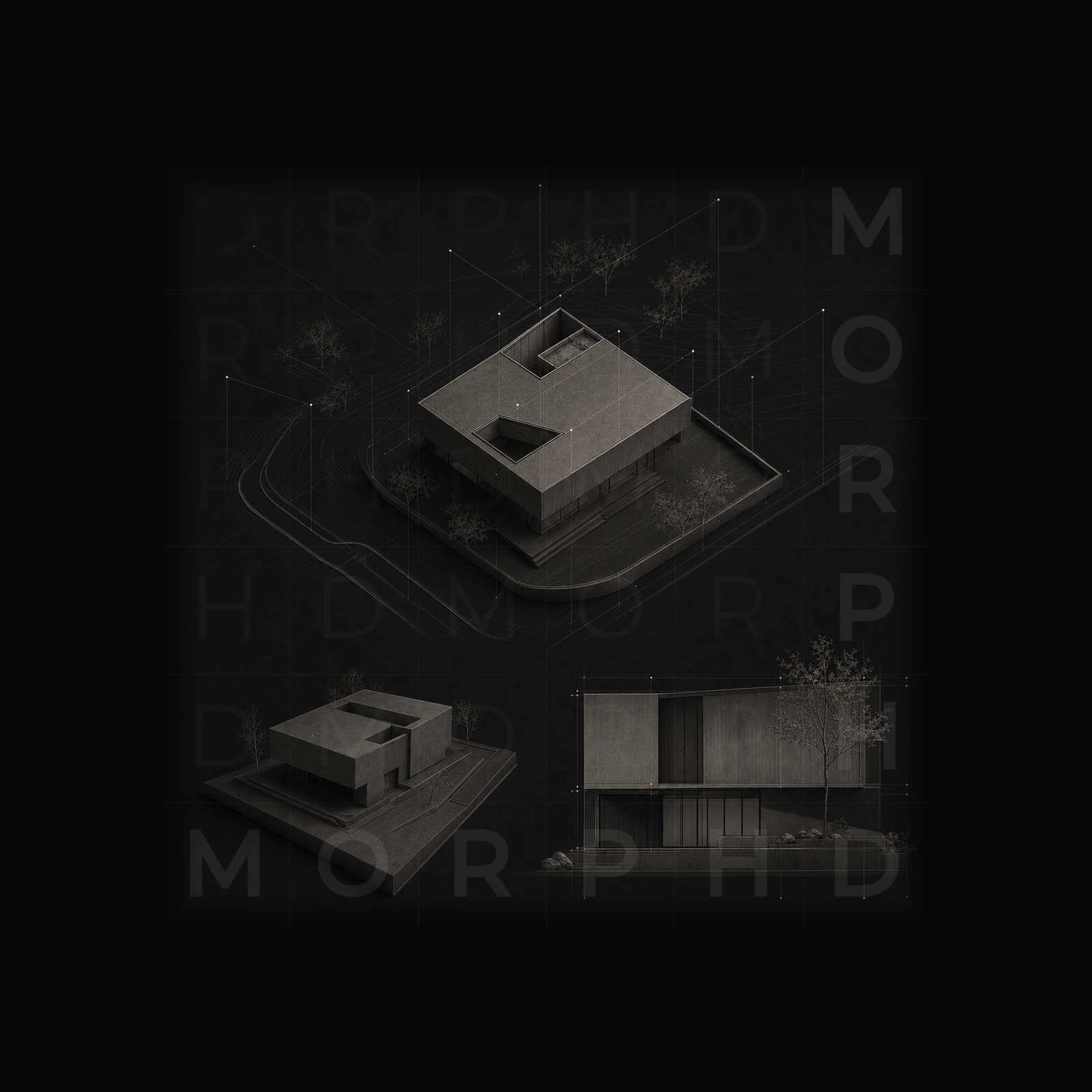 Architecture expressed through aligned site, massing and elevation fragments