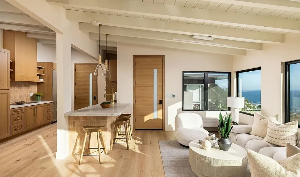 Completed living room and kitchen at 2936 Alexander Rd.