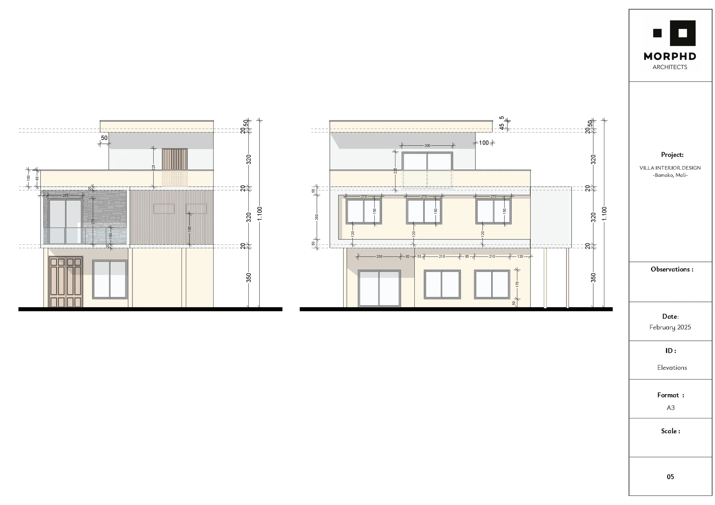 Primary architectural elevations