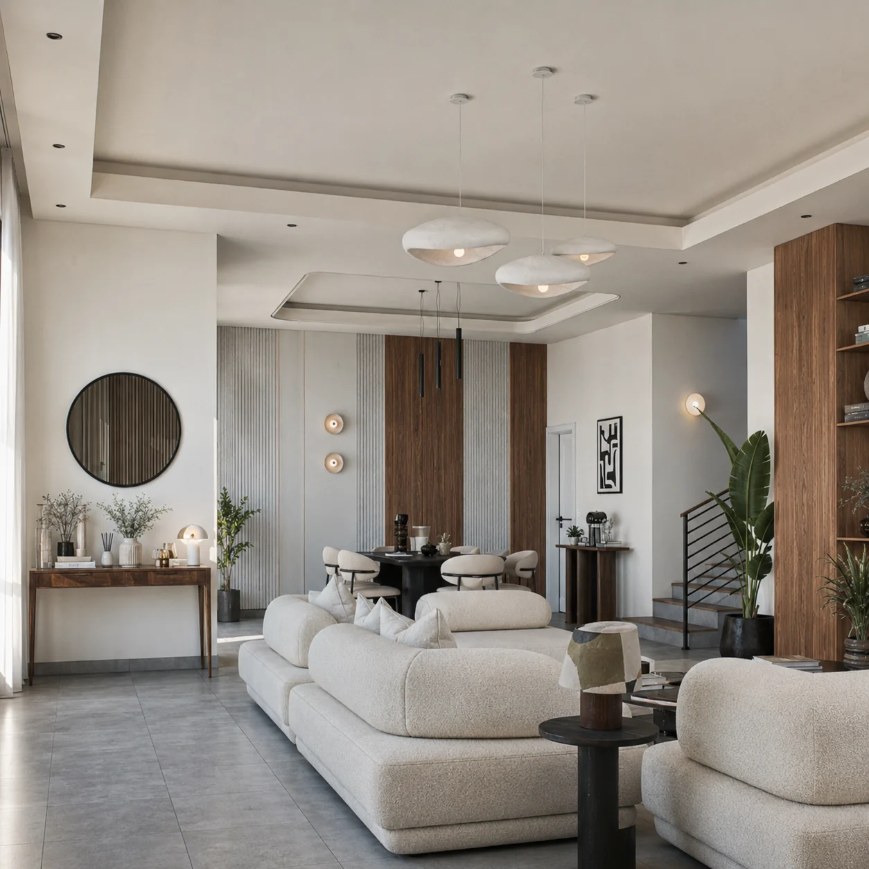 Open living and dining space