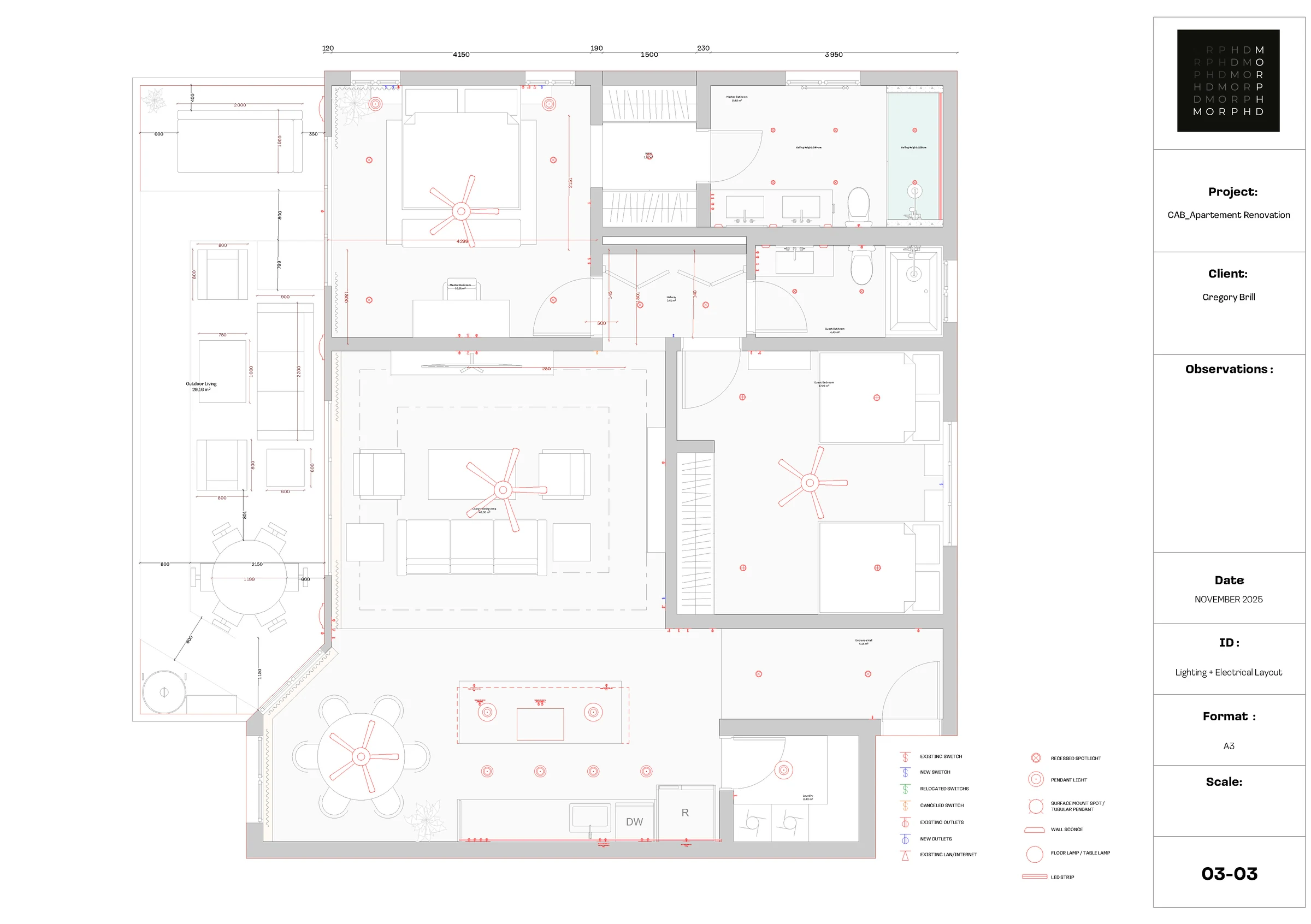 Lighting and electrical plan