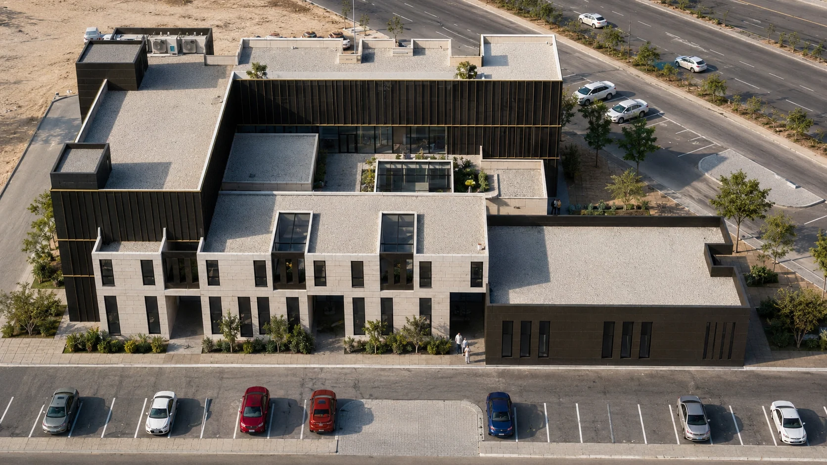 Aerial front view of the project