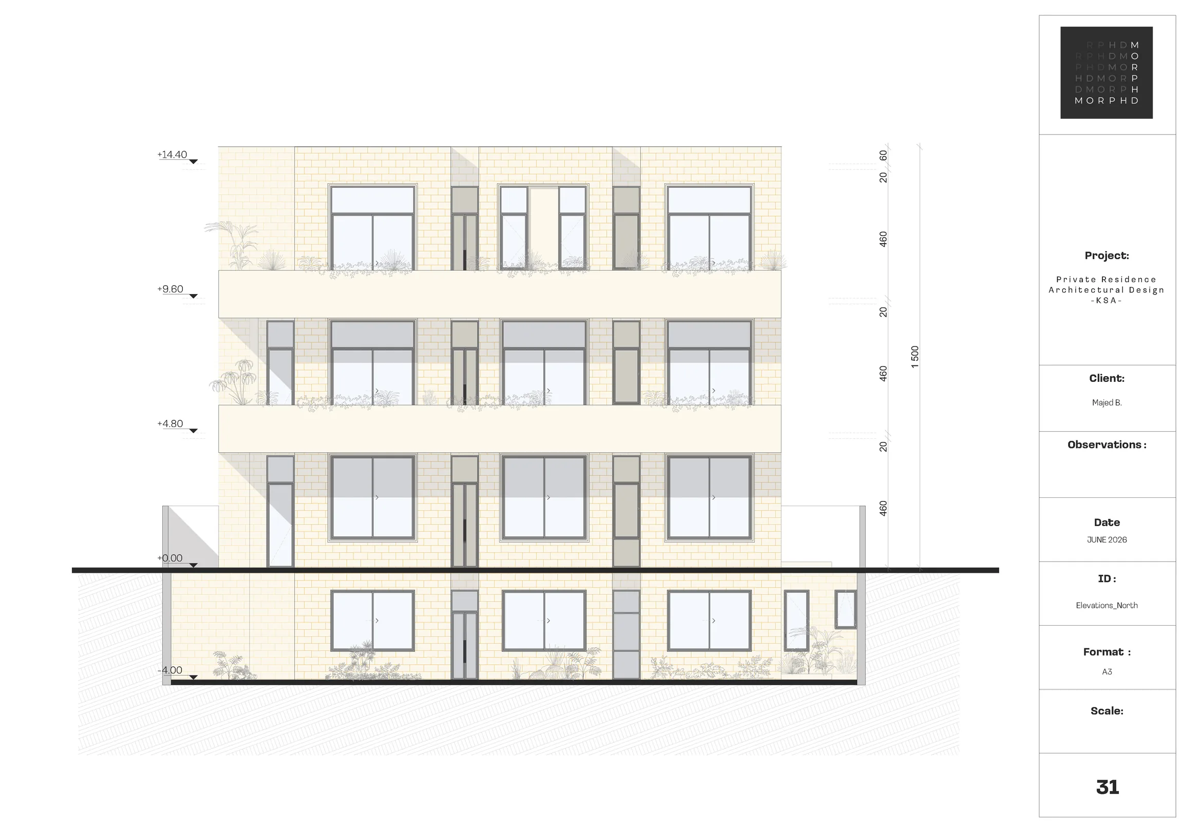 Secondary architectural elevation