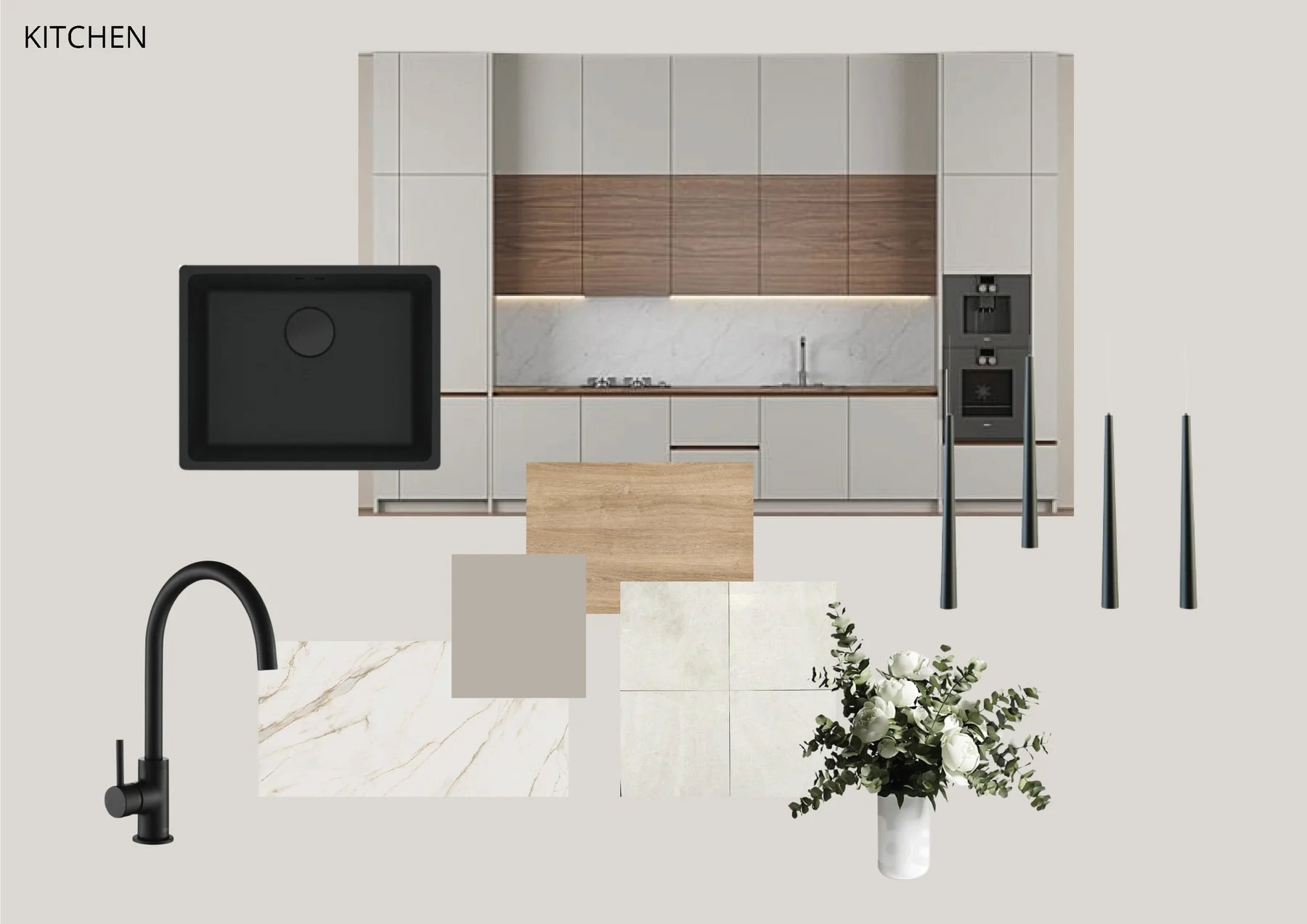 Kitchen material and joinery moodboard