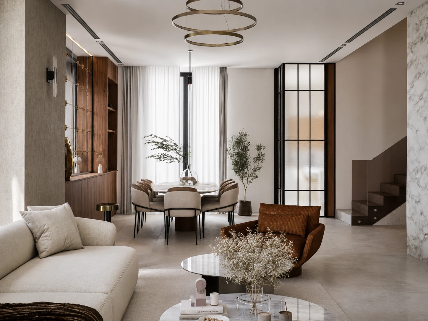 Living and stair hall — Riyadh Private Villa