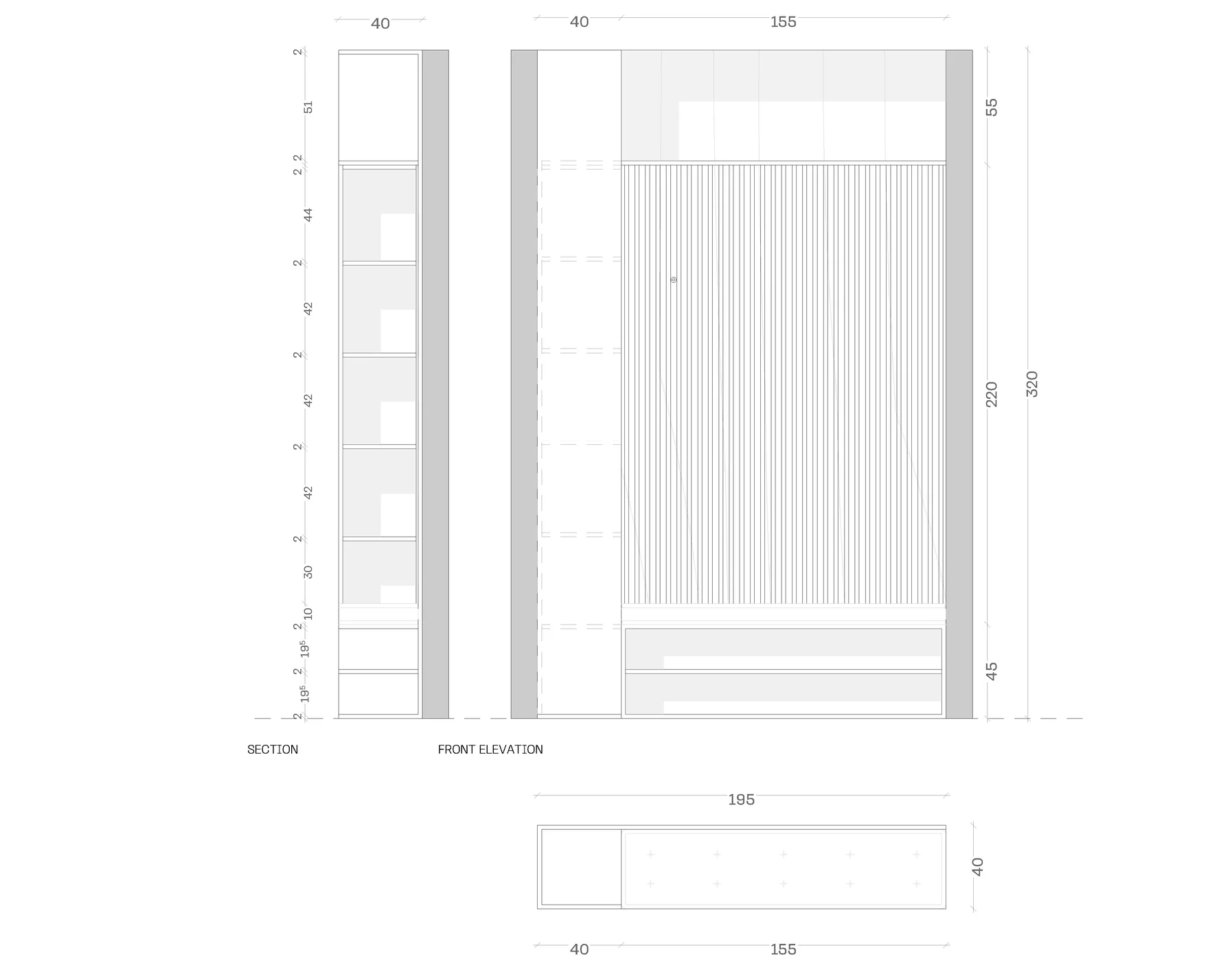 Living room joinery elevation