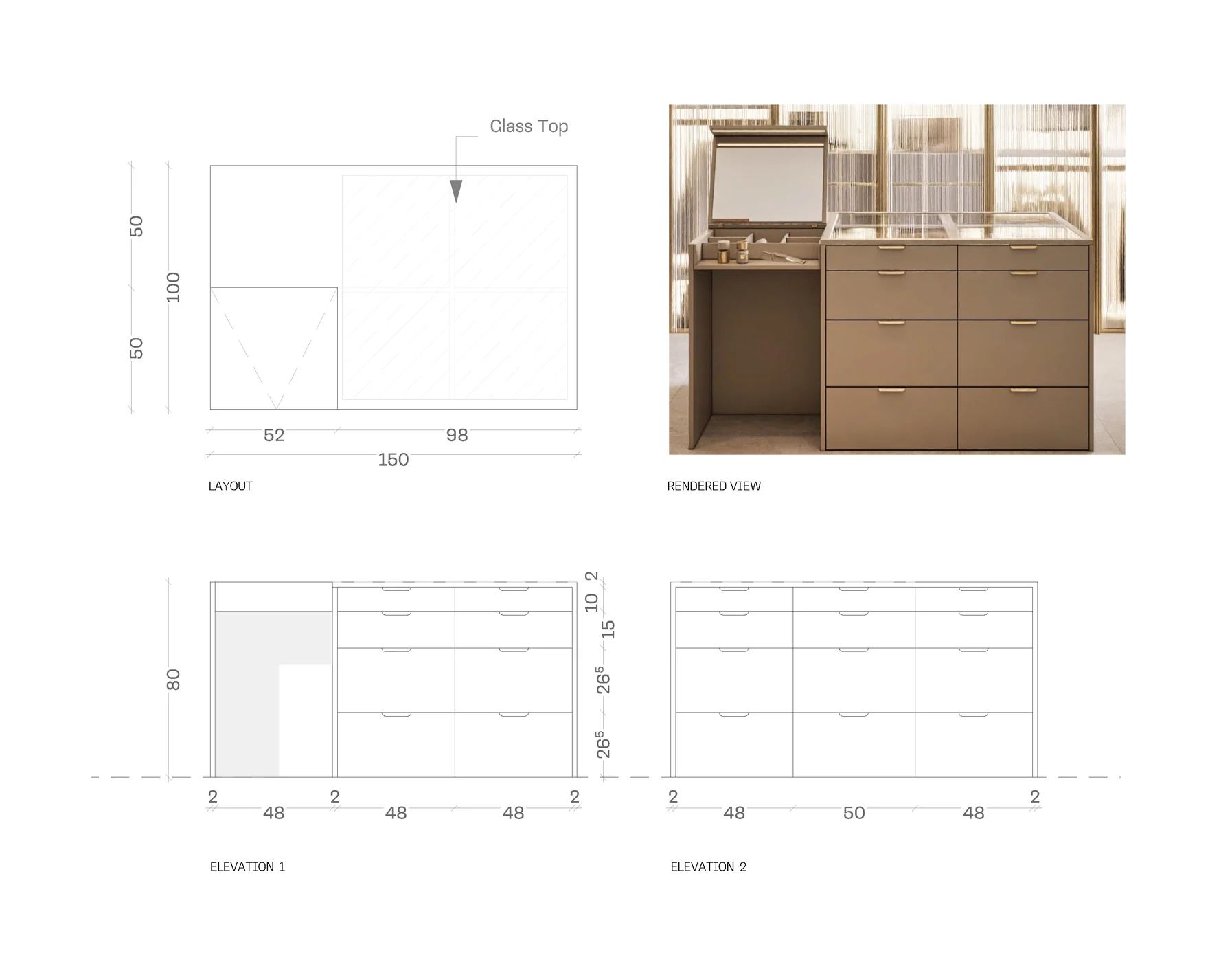 Dressing room cabinetry details