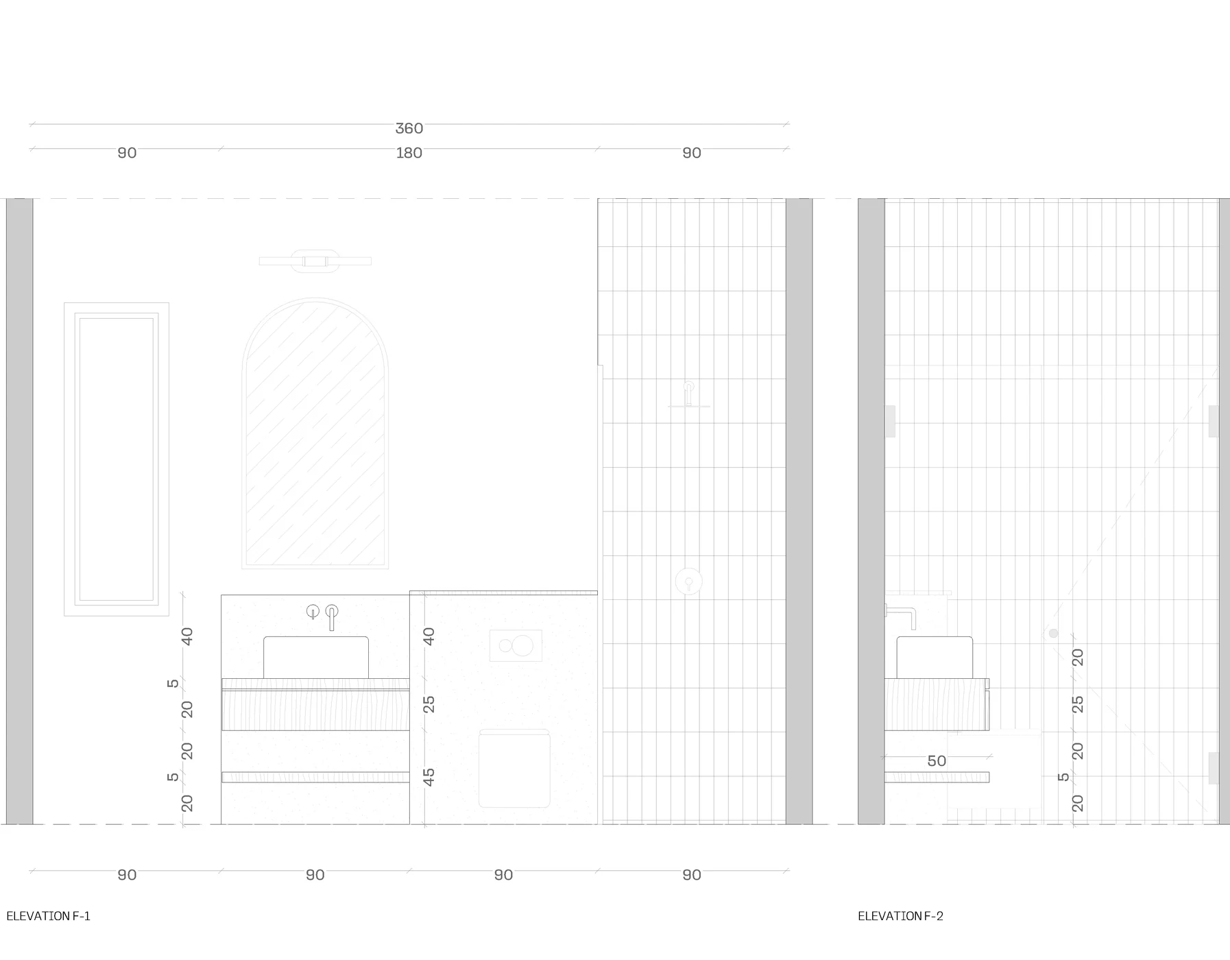 Bathroom vanity elevations