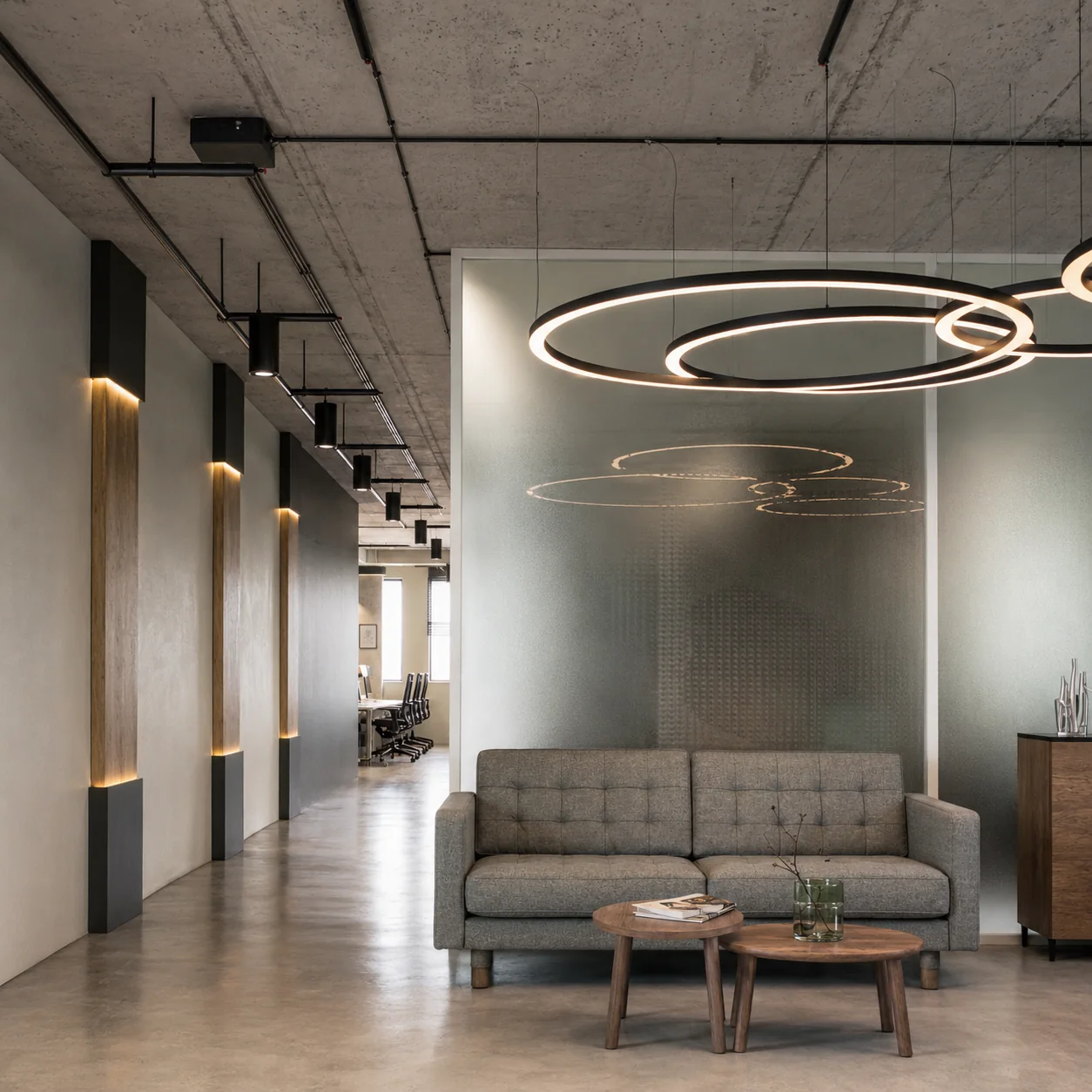 Waiting lounge integrated into the circulation space