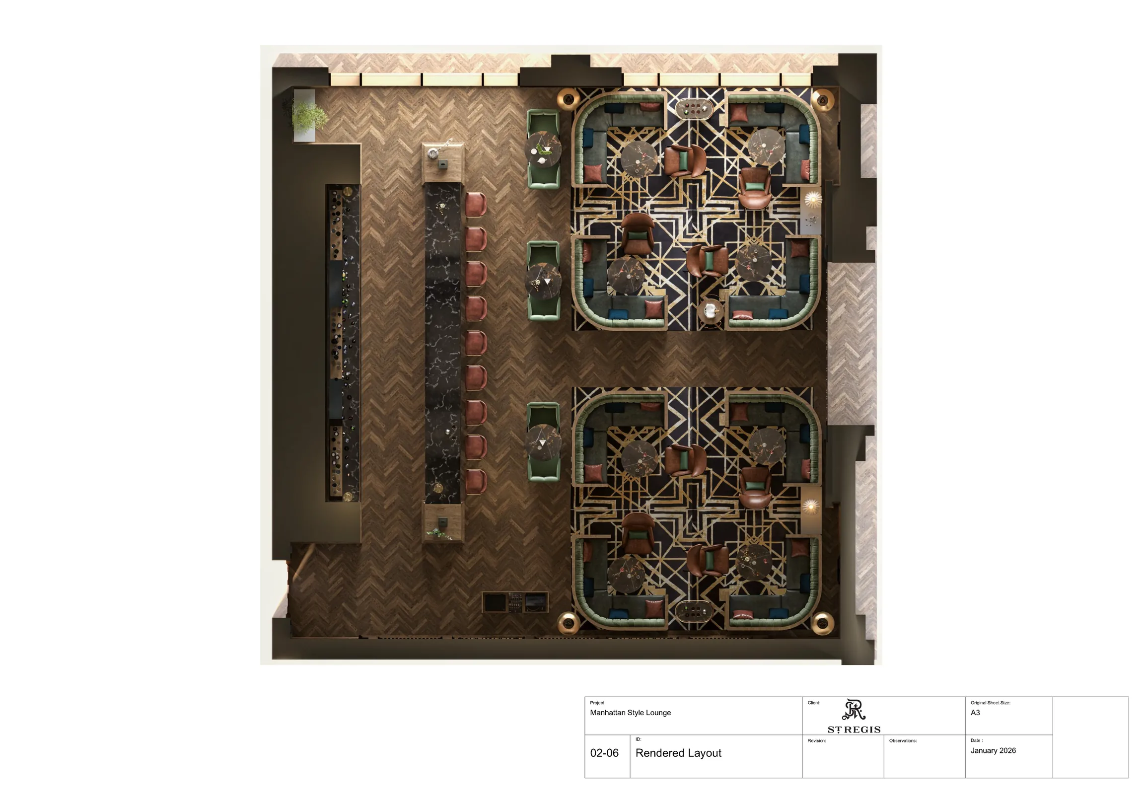 Rendered furniture layout