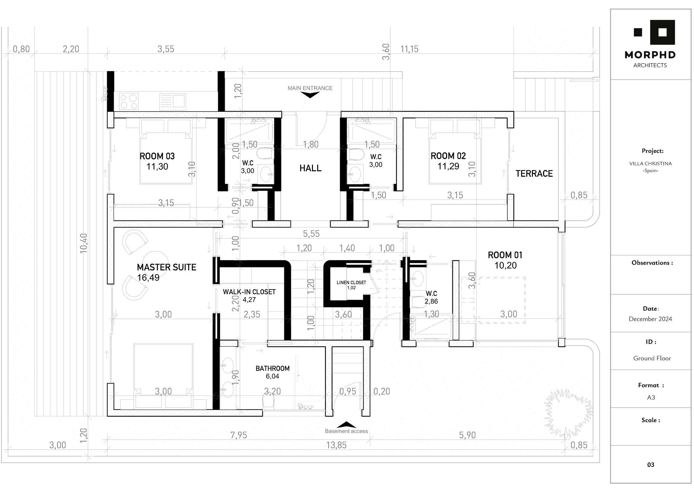 Bedroom-floor architectural layout